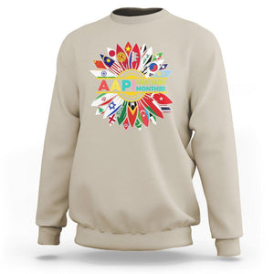 Asian American Sweatshirt AAPI Asian American And Pacific Islander Heritage Month Flags Sunflower TS02 Sand Printyourwear