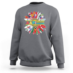 Asian American Sweatshirt AAPI Asian American And Pacific Islander Heritage Month Flags Sunflower TS02 Charcoal Printyourwear