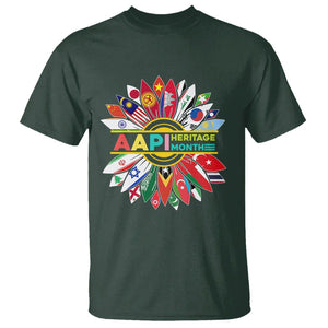 Asian American T Shirt AAPI Asian American And Pacific Islander Heritage Month Flags Sunflower TS02 Dark Forest Green Printyourwear