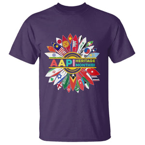 Asian American T Shirt AAPI Asian American And Pacific Islander Heritage Month Flags Sunflower TS02 Purple Printyourwear