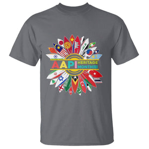 Asian American T Shirt AAPI Asian American And Pacific Islander Heritage Month Flags Sunflower TS02 Charcoal Printyourwear