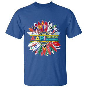 Asian American T Shirt AAPI Asian American And Pacific Islander Heritage Month Flags Sunflower TS02 Royal Blue Printyourwear