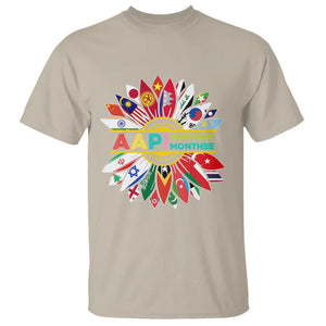 Asian American T Shirt AAPI Asian American And Pacific Islander Heritage Month Flags Sunflower TS02 Sand Printyourwear