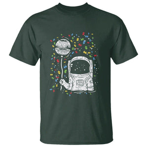 Astronaut Autism T Shirt TS01 Dark Forest Green Printyourwear