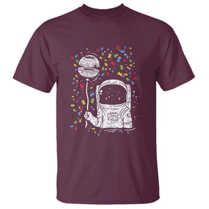 Astronaut Autism T Shirt TS01 Maroon Printyourwear