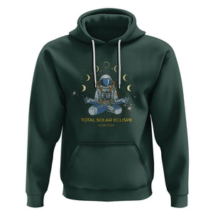 Astronaut Total Solar Eclipse 2024 Hoodie Meditating American Totality April 8 Galaxy Astronomy Lover TS02 Dark Forest Green Printyourwear