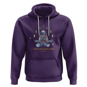 Astronaut Total Solar Eclipse 2024 Hoodie Meditating American Totality April 8 Galaxy Astronomy Lover TS02 Purple Printyourwear