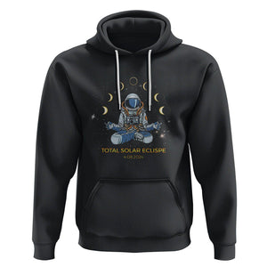 Astronaut Total Solar Eclipse 2024 Hoodie Meditating American Totality April 8 Galaxy Astronomy Lover TS02 Black Printyourwear