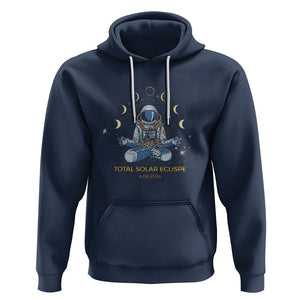 Astronaut Total Solar Eclipse 2024 Hoodie Meditating American Totality April 8 Galaxy Astronomy Lover TS02 Navy Printyourwear