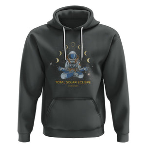 Astronaut Total Solar Eclipse 2024 Hoodie Meditating American Totality April 8 Galaxy Astronomy Lover TS02 Dark Heather Printyourwear