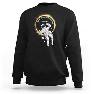 Astronaut Total Solar Eclipse 2024 Sweatshirt American Totality April 8 TS02 Black Printyourwear