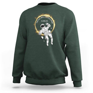 Astronaut Total Solar Eclipse 2024 Sweatshirt American Totality April 8 TS02 Dark Forest Green Printyourwear