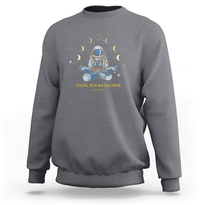 Astronaut Total Solar Eclipse 2024 Sweatshirt Meditating American Totality April 8 Galaxy Astronomy Lover TS02 Charcoal Printyourwear