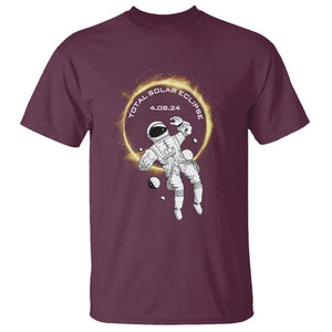 Astronaut Total Solar Eclipse 2024 T Shirt American Totality April 8 TS02 Maroon Printyourwear