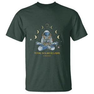 Astronaut Total Solar Eclipse 2024 T Shirt Meditating American Totality April 8 Galaxy Astronomy Lover TS02 Dark Forest Green Printyourwear