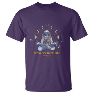 Astronaut Total Solar Eclipse 2024 T Shirt Meditating American Totality April 8 Galaxy Astronomy Lover TS02 Purple Printyourwear