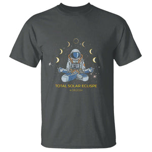 Astronaut Total Solar Eclipse 2024 T Shirt Meditating American Totality April 8 Galaxy Astronomy Lover TS02 Dark Heather Printyourwear