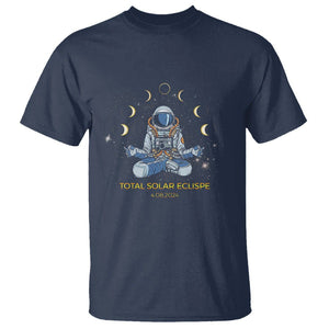 Astronaut Total Solar Eclipse 2024 T Shirt Meditating American Totality April 8 Galaxy Astronomy Lover TS02 Navy Printyourwear