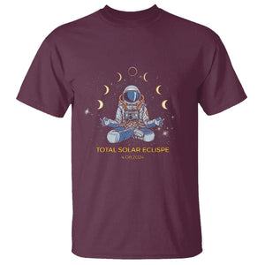 Astronaut Total Solar Eclipse 2024 T Shirt Meditating American Totality April 8 Galaxy Astronomy Lover TS02 Maroon Printyourwear