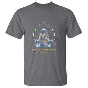 Astronaut Total Solar Eclipse 2024 T Shirt Meditating American Totality April 8 Galaxy Astronomy Lover TS02 Charcoal Printyourwear