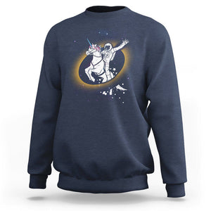 Astronaut Total Solar Eclipse Sweatshirt Riding Unicorn Astronomy Lover TS02 Navy Printyourwear