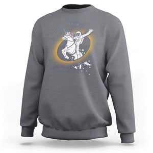 Astronaut Total Solar Eclipse Sweatshirt Riding Unicorn Astronomy Lover TS02 Charcoal Printyourwear