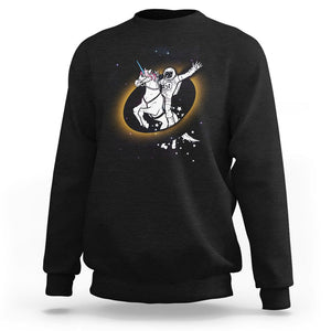 Astronaut Total Solar Eclipse Sweatshirt Riding Unicorn Astronomy Lover TS02 Black Printyourwear