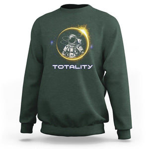 Astronaut Total Solar Eclipse Sweatshirt Totality Astronomy Lover TS02 Dark Forest Green Printyourwear