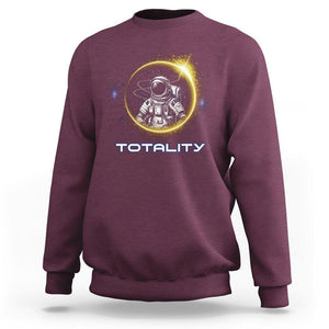 Astronaut Total Solar Eclipse Sweatshirt Totality Astronomy Lover TS02 Maroon Printyourwear