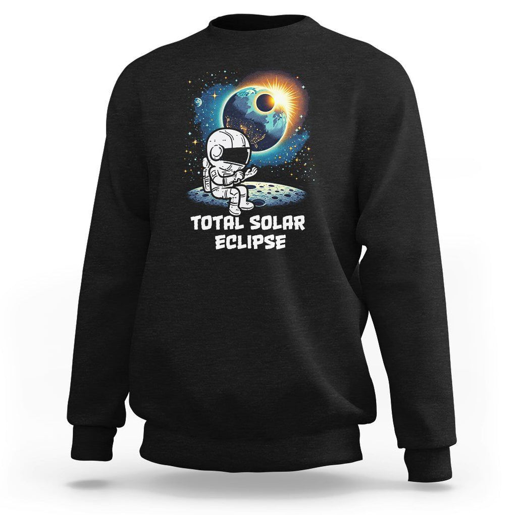 Astronaut Total Solar Eclipse Sweatshirt TS02 Black Printyourwear