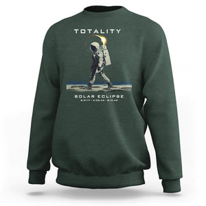 Astronaut Total Solar Eclipse Sweatshirt Walking American Totality Thrice In A Lifetime 2017 2024 2045 TS02 Dark Forest Green Printyourwear