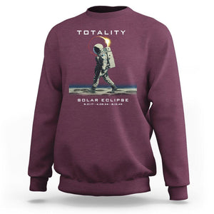 Astronaut Total Solar Eclipse Sweatshirt Walking American Totality Thrice In A Lifetime 2017 2024 2045 TS02 Maroon Printyourwear