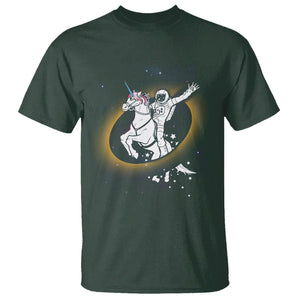 Astronaut Total Solar Eclipse T Shirt Riding Unicorn Astronomy Lover TS02 Dark Forest Green Printyourwear