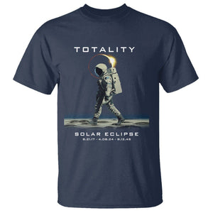 Astronaut Total Solar Eclipse T Shirt Walking American Totality Thrice In A Lifetime 2017 2024 2045 TS02 Navy Printyourwear