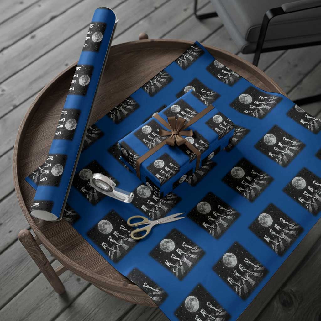 Astronauts Walking In Space Galaxy Moon Planet Wrapping Paper Roll TS11 Blue Print Your Wear