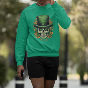 St. Patrick's Day Sweatshirt Irish Sugar Skull Lucky Hat Shamrocks TS09 Printyourwear