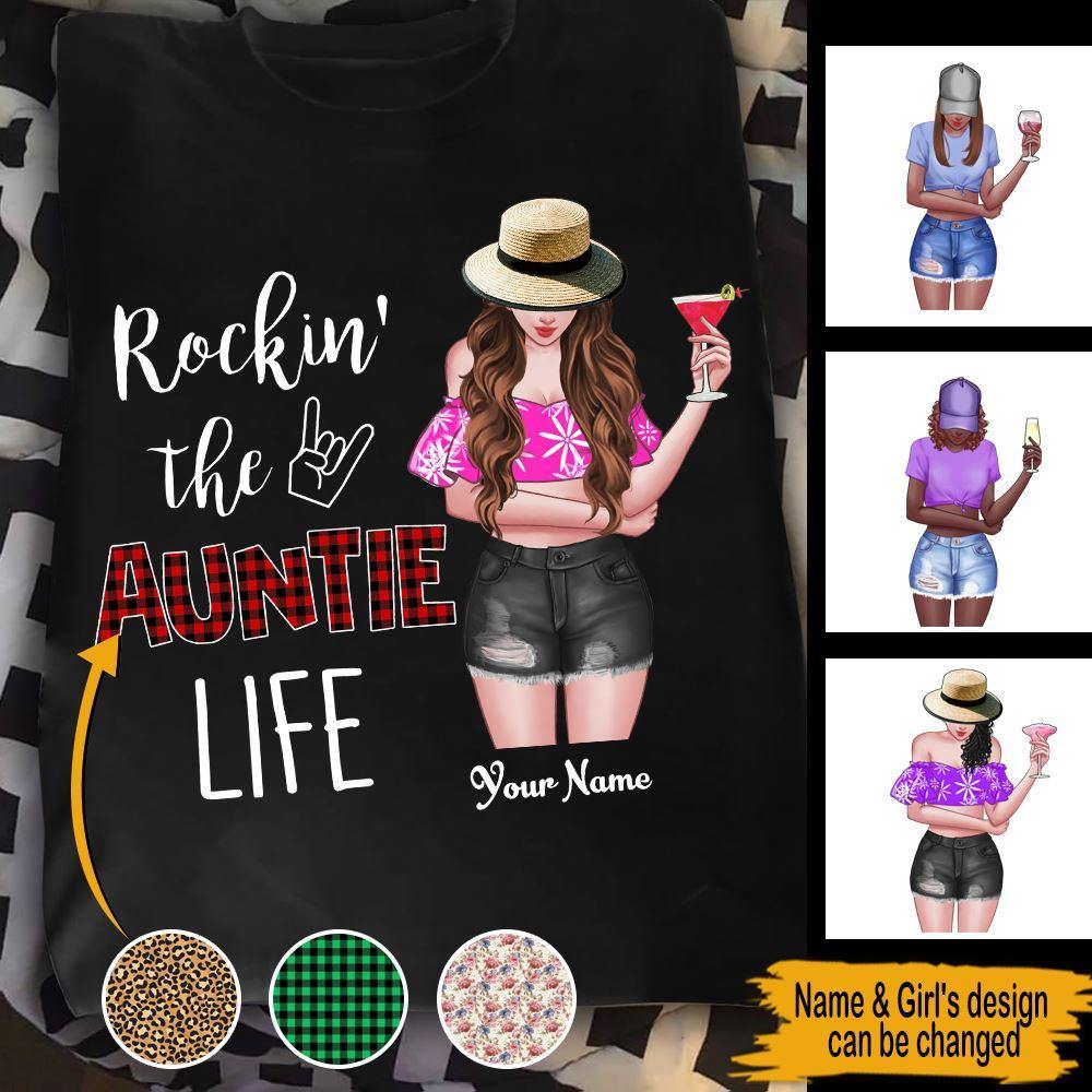 Personalized T Shirt Rockin The Auntie Life CTM Youth Custom - Printyourwear