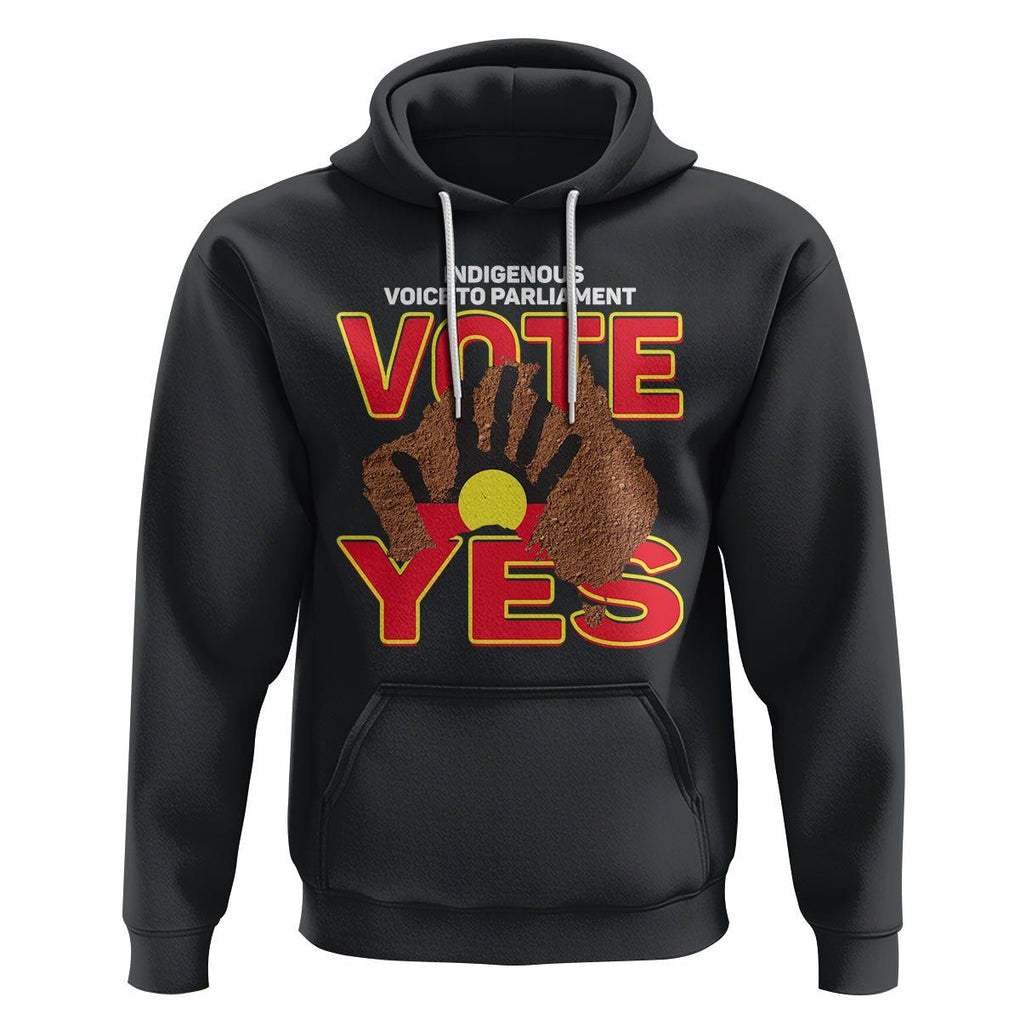 Australia Indigenous Hoodie Aboriginal Flag Vote Yes Urulu Statement TS02 Black Printyourwear