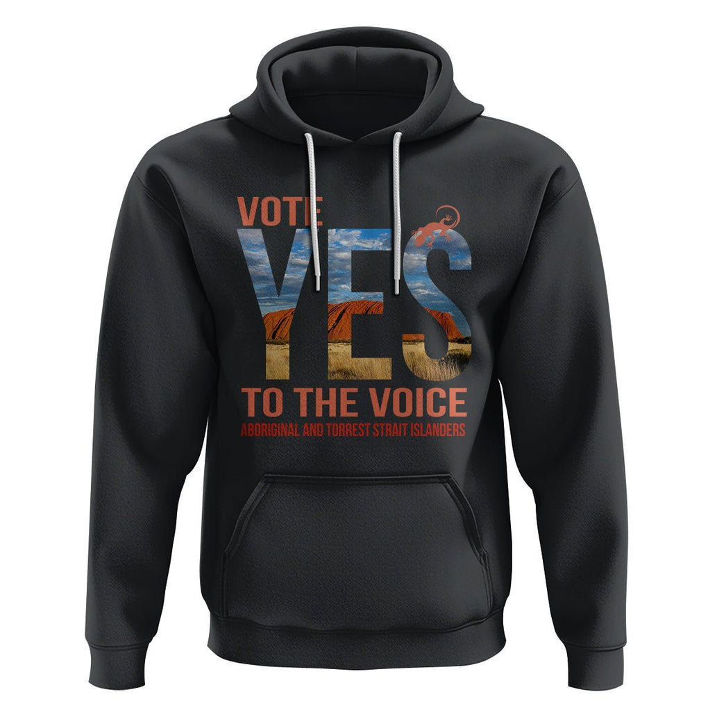 Australia Indigenous Hoodie Vote Yes To The Voice Aboriginal And Torres Strait Islanders TS02 Black Printyourwear