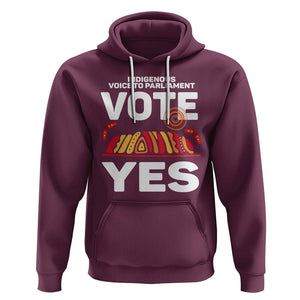 Australia Indigenous Hoodie Vote Yes Voice To Parliament Urulu TS02 Maroon Printyourwear