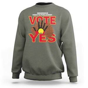 Australia Indigenous Sweatshirt Aboriginal Flag Vote Yes Urulu Statement TS02 Military Green Printyourwear