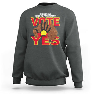 Australia Indigenous Sweatshirt Aboriginal Flag Vote Yes Urulu Statement TS02 Dark Heather Printyourwear