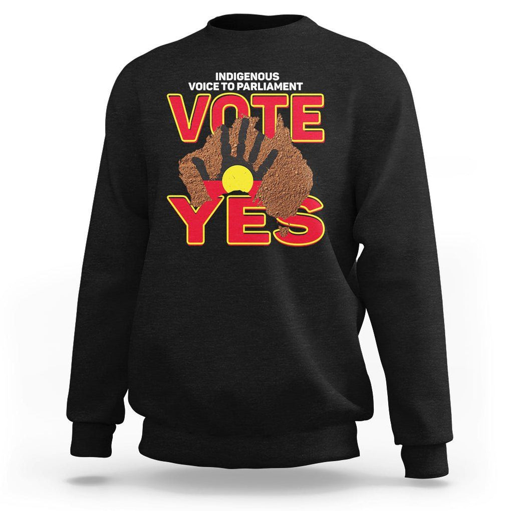 Australia Indigenous Sweatshirt Aboriginal Flag Vote Yes Urulu Statement TS02 Black Printyourwear