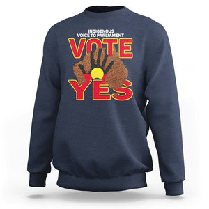 Australia Indigenous Sweatshirt Aboriginal Flag Vote Yes Urulu Statement TS02 Navy Printyourwear