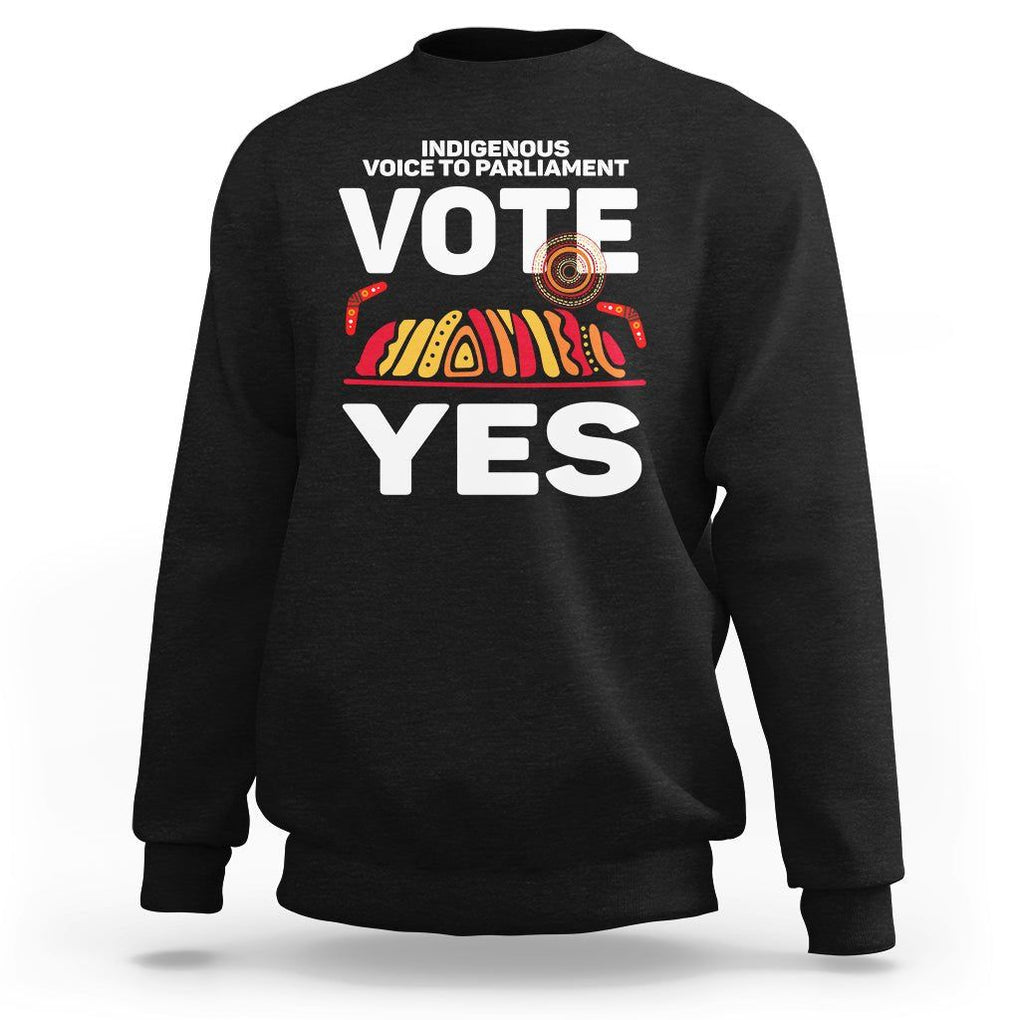 Australia Indigenous Sweatshirt Vote Yes Voice To Parliament Urulu TS02 Black Printyourwear