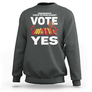 Australia Indigenous Sweatshirt Vote Yes Voice To Parliament Urulu TS02 Dark Heather Printyourwear