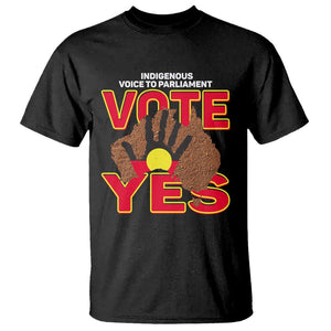 Australia Indigenous T Shirt Aboriginal Flag Vote Yes Urulu Statement TS02 Black Printyourwear