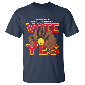 Australia Indigenous T Shirt Aboriginal Flag Vote Yes Urulu Statement TS02 Navy Printyourwear