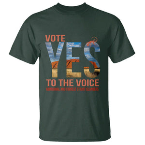 Australia Indigenous T Shirt Vote Yes To The Voice Aboriginal And Torres Strait Islanders TS02 Dark Forest Green Printyourwear