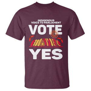 Australia Indigenous T Shirt Vote Yes Voice To Parliament Urulu TS02 Maroon Printyourwear